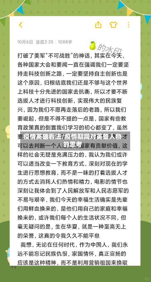 疫情英雄看法/疫情期间对英雄人物的思考-第1张图片